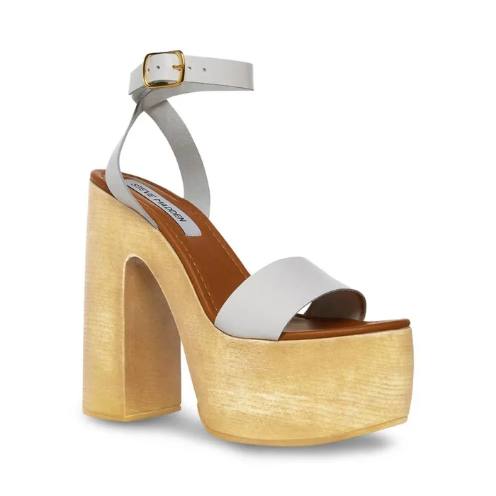 Steve Madden Alessia White Leather Womens Heels