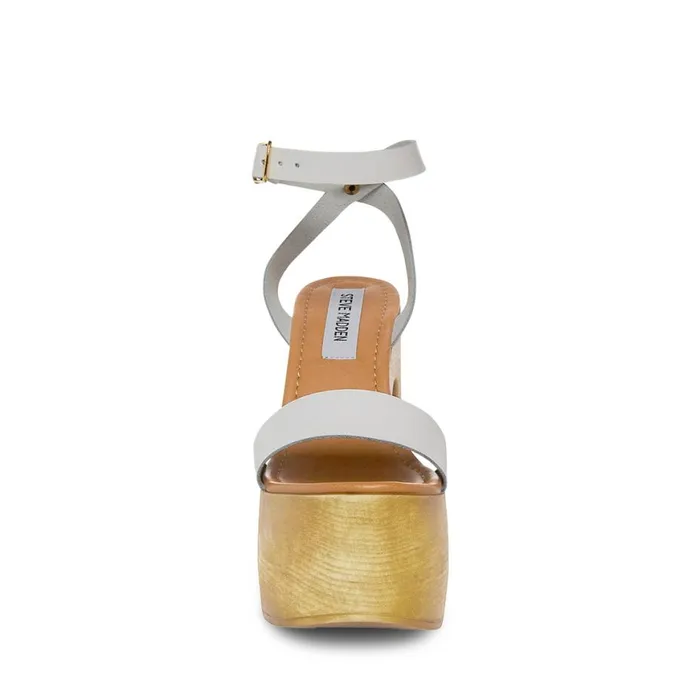 Steve Madden Alessia White Leather Womens Heels
