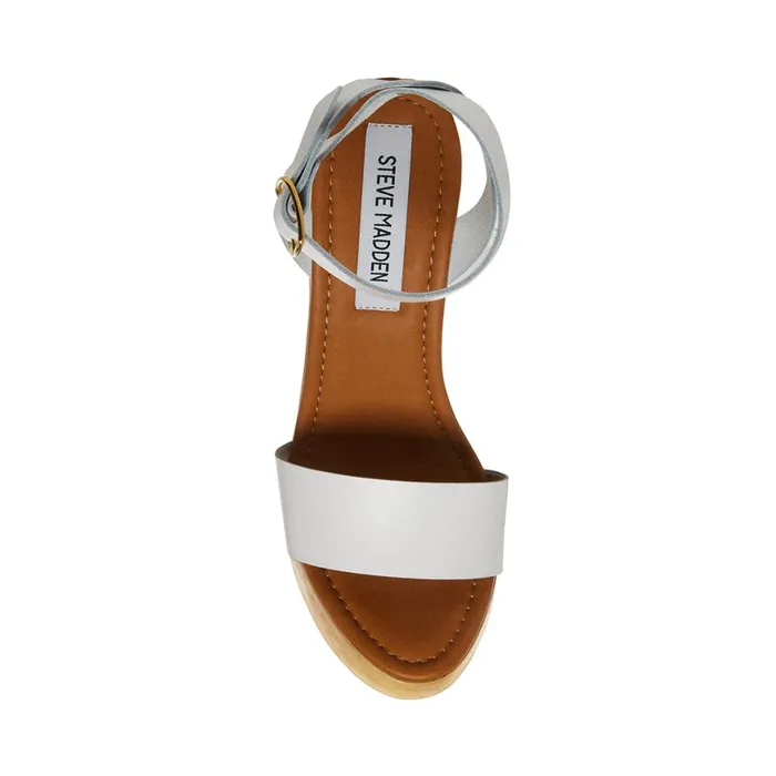 Steve Madden Alessia White Leather Womens Heels