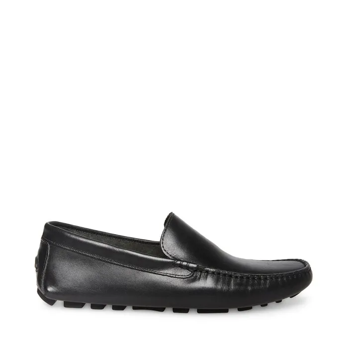 Steve Madden Bergamo Black Leather Mens Loafers