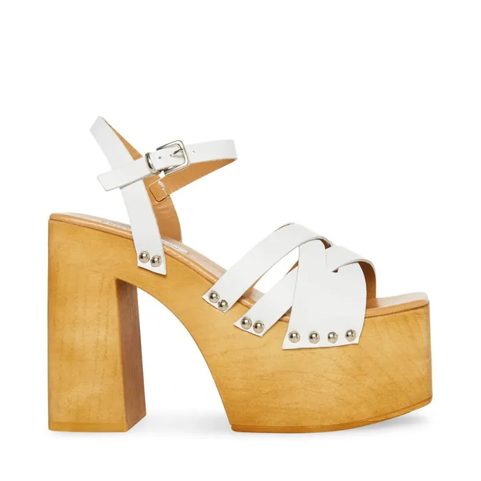 Steve Madden Caileen White Leather Womens Heels