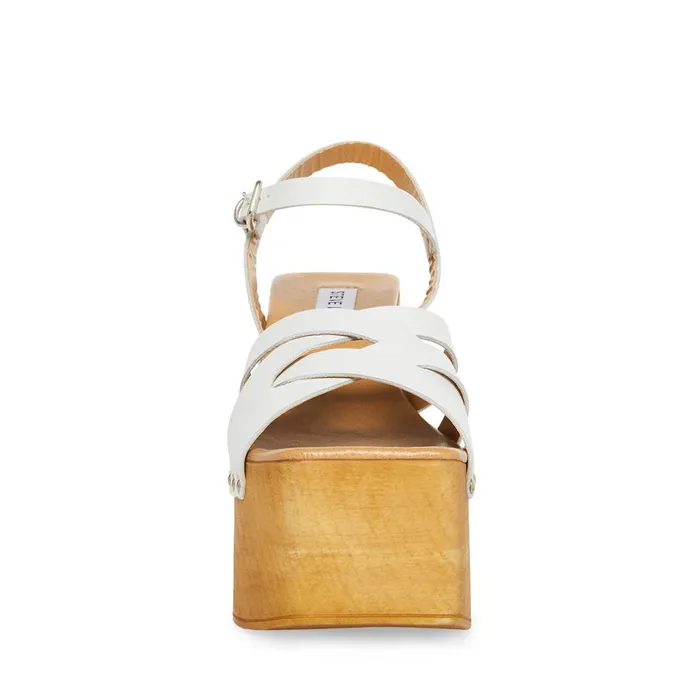 Steve Madden Caileen White Leather Womens Heels