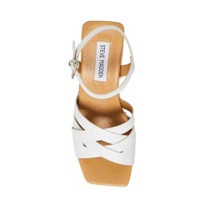 Steve Madden Caileen White Leather Womens Heels