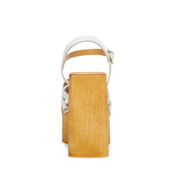 Steve Madden Caileen White Leather Womens Heels