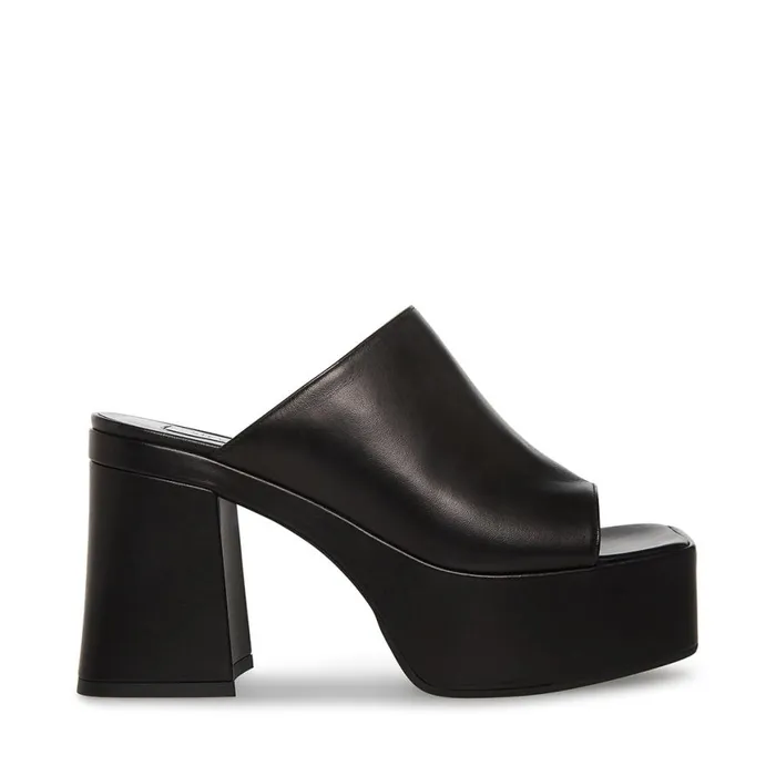 Steve Madden Capria Black Leather Womens Heels