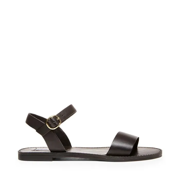 Steve Madden Donddi Black Leather Womens Sandals