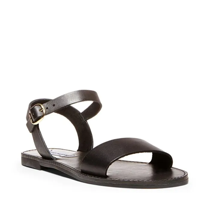 Steve Madden Donddi Black Leather Womens Sandals