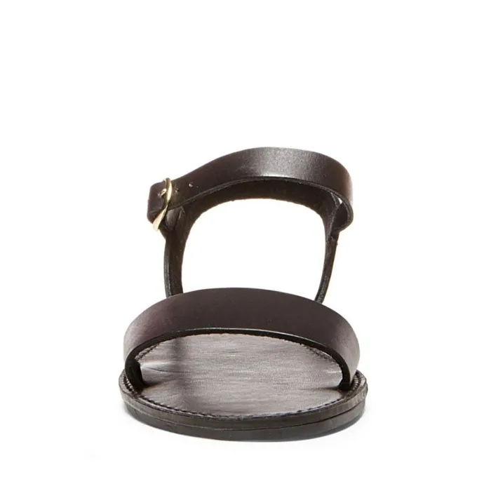 Steve Madden Donddi Black Leather Womens Sandals