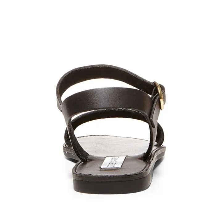 Steve Madden Donddi Black Leather Womens Sandals