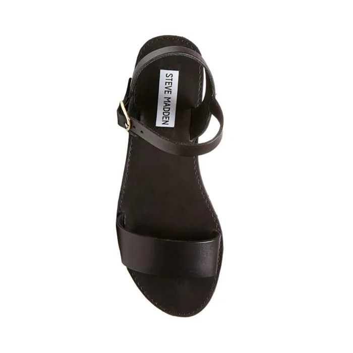 Steve Madden Donddi Black Leather Womens Sandals