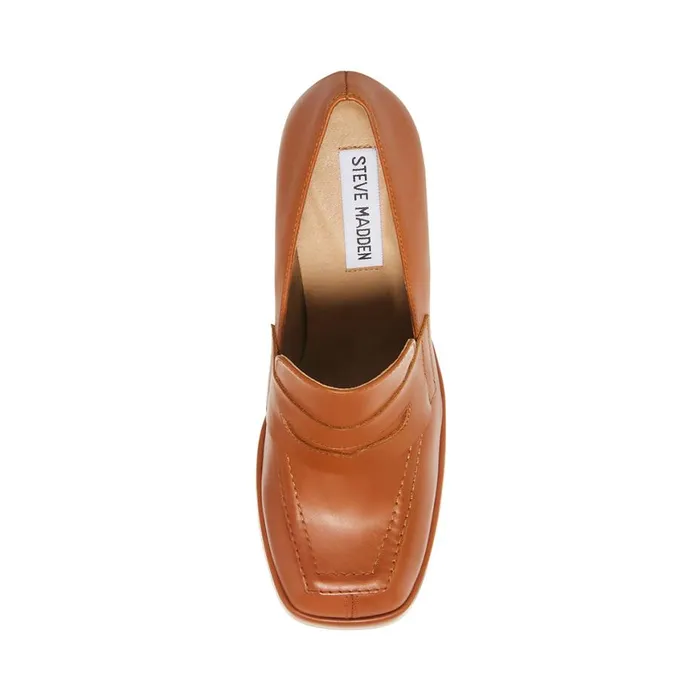 Steve Madden Etta Brown Leather Womens Heels