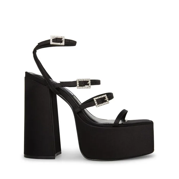 Steve Madden Gia Black Satin Womens Heels