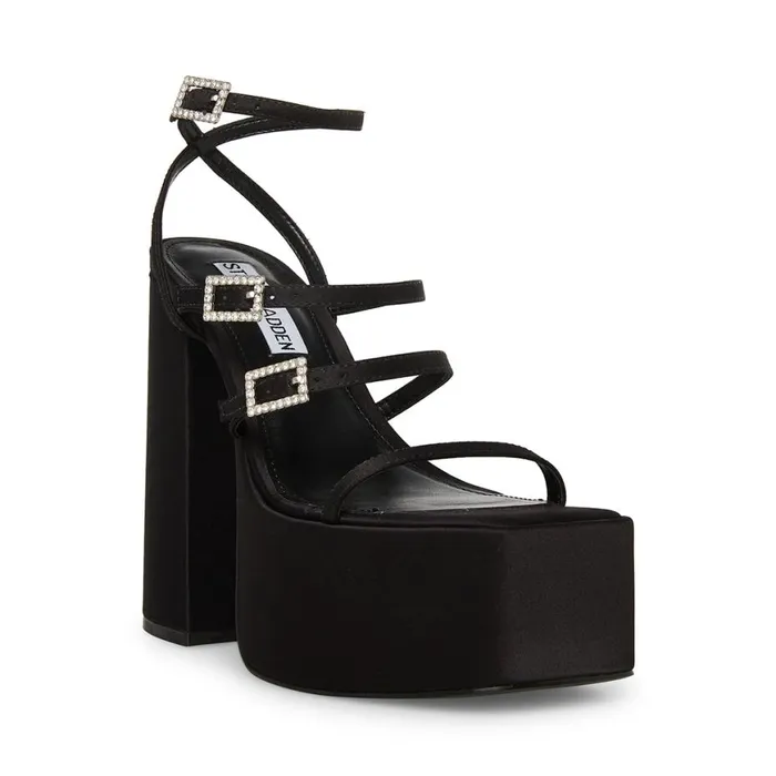 Steve Madden Gia Black Satin Womens Heels