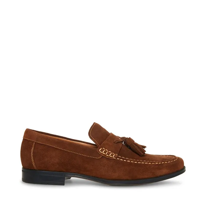 Steve Madden Gollie Tobacco Suede Mens Loafers