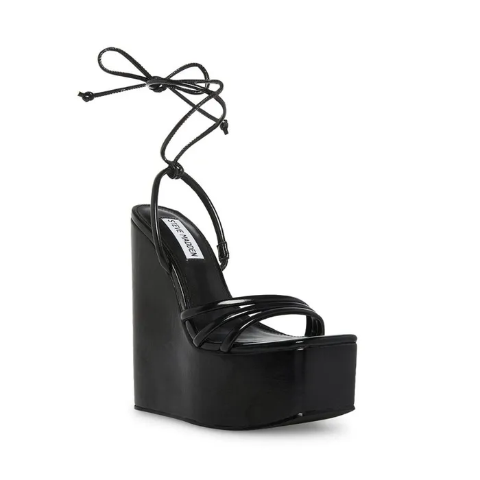 Steve Madden Isla Black Metallic Womens Sandals