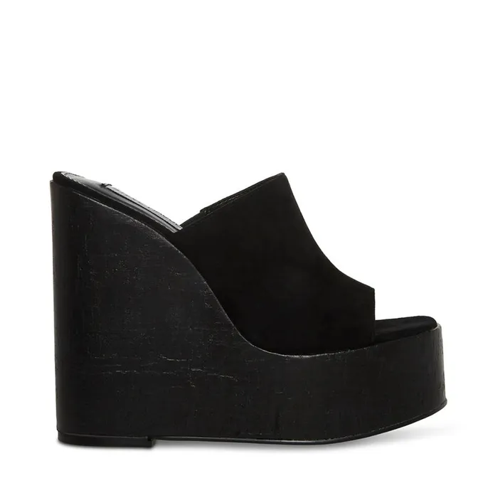 Steve Madden Joanne Black Suede Womens Sandals