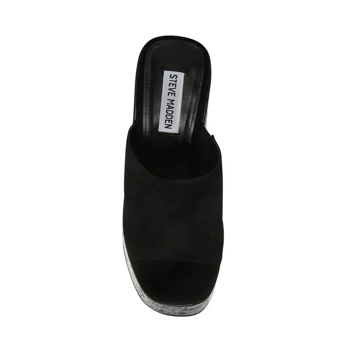 Steve Madden Joanne Black Suede Womens Sandals