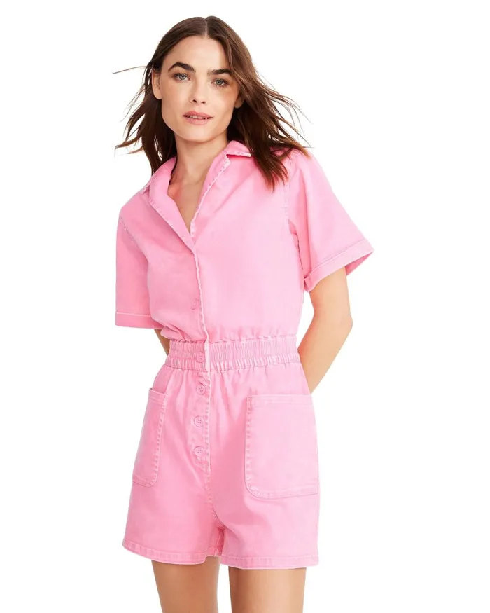 Steve Madden Kaeleigh Romper Hot Pink Womens Dresses
