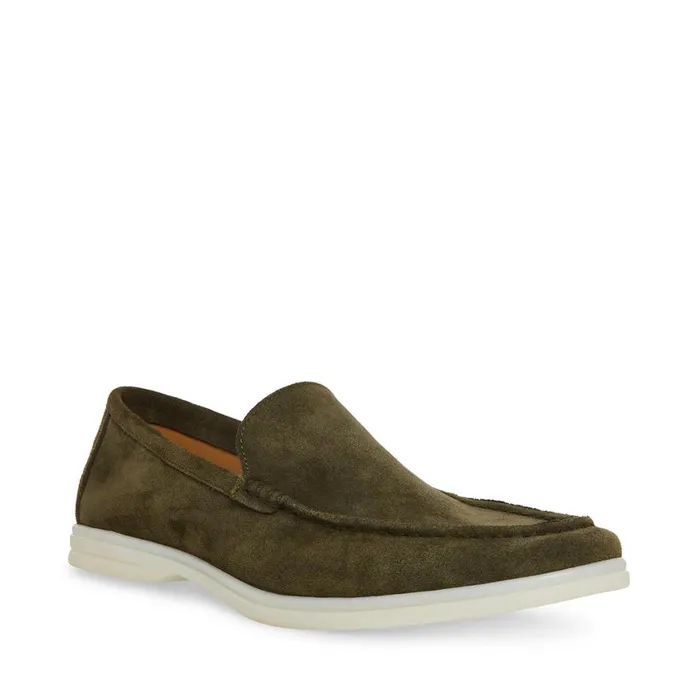 Steve Madden Larken Olive Suede Mens Loafers