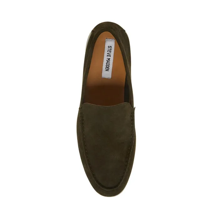Steve Madden Larken Olive Suede Mens Loafers