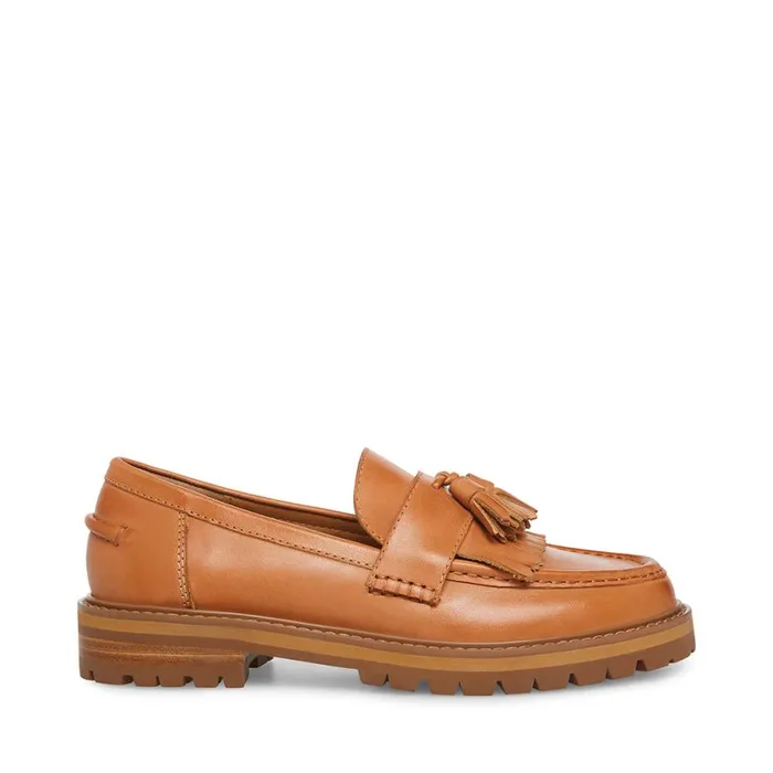 Steve Madden Minka Tan Leather Womens Loafers and Flats