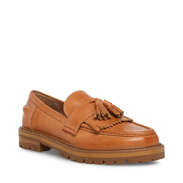 Steve Madden Minka Tan Leather Womens Loafers and Flats