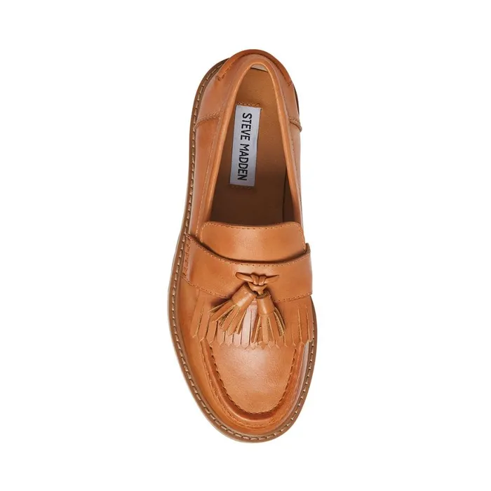 Steve Madden Minka Tan Leather Womens Loafers and Flats