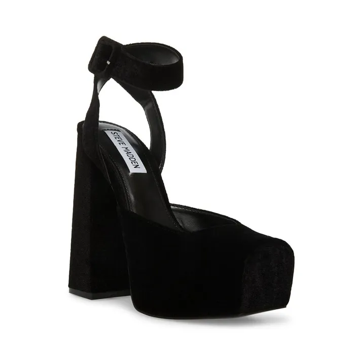 Steve Madden Monica Black Velvet Womens Heels