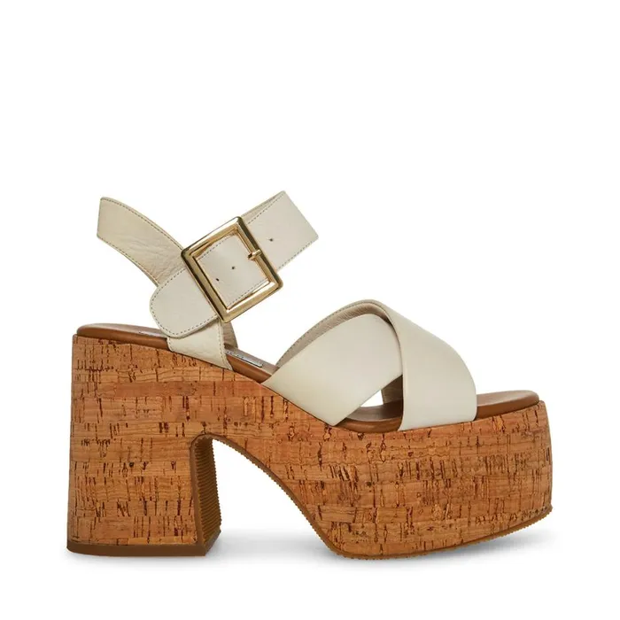 Steve Madden Palmer White Leather Womens Sandals