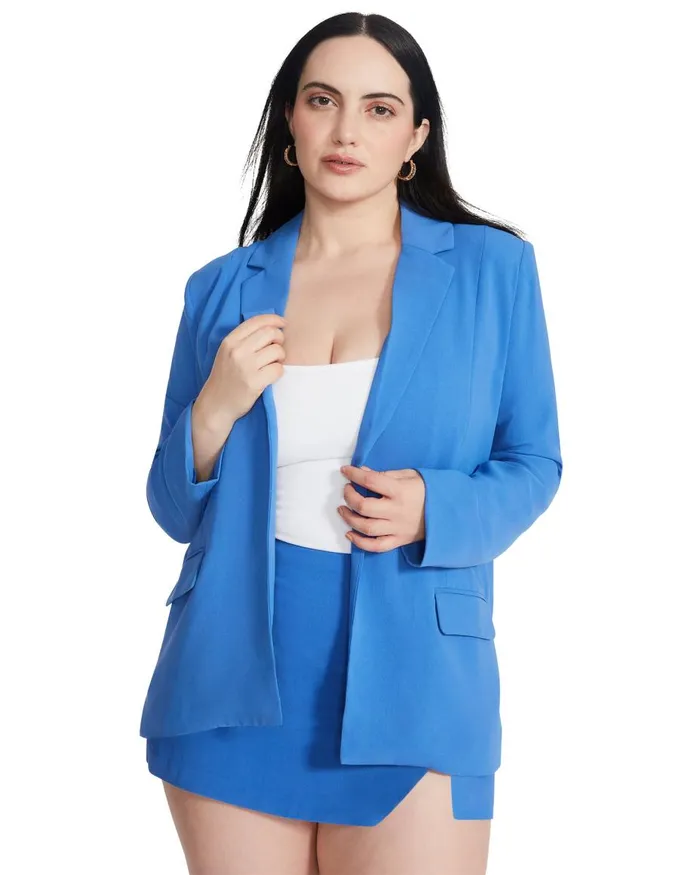 Steve Madden Payton Blazer Blue Womens Jackets and Coats