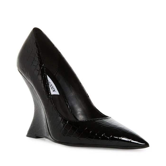 Steve Madden Rival Black Crocodile Womens Heels