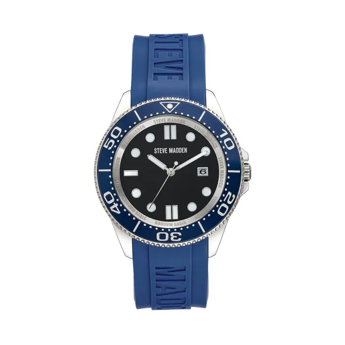 Steve Madden Rubberized Enamel Case Watch Blue Womens Watches