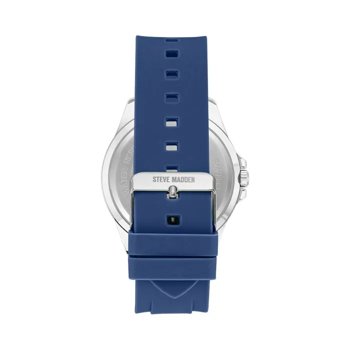 Steve Madden Rubberized Enamel Case Watch Blue Womens Watches