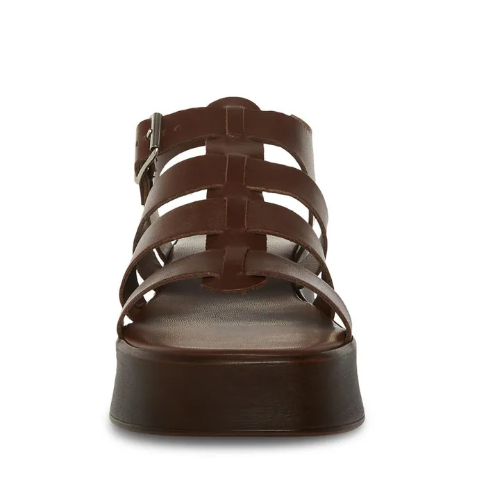 Steve Madden Sarai Brown Leather Womens Sandals