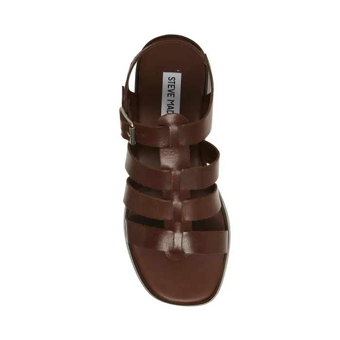Steve Madden Sarai Brown Leather Womens Sandals