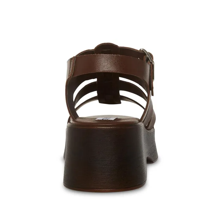 Steve Madden Sarai Brown Leather Womens Sandals