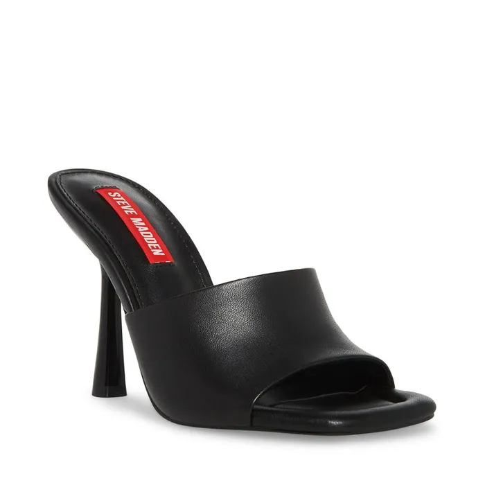 Steve Madden Selene Black Leather Womens Heels