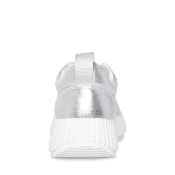 Steve Madden Shock Silver Leather Womens Sneakers Steve Madden Shock Silver Leather Womens Sneakers