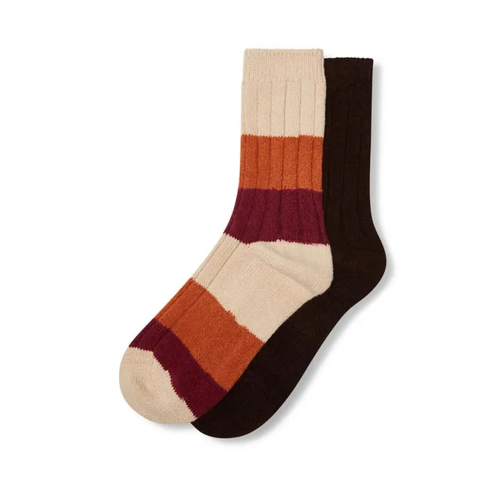 Steve Madden Super Soft Striped Crew Tan Multi Womens Socks and Tights