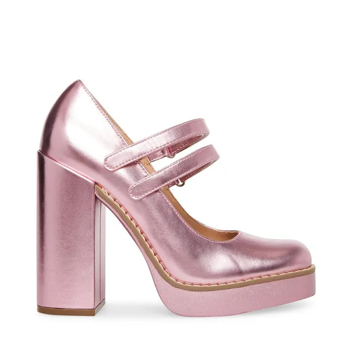 Steve Madden Twice Pink Metallic Womens Heels