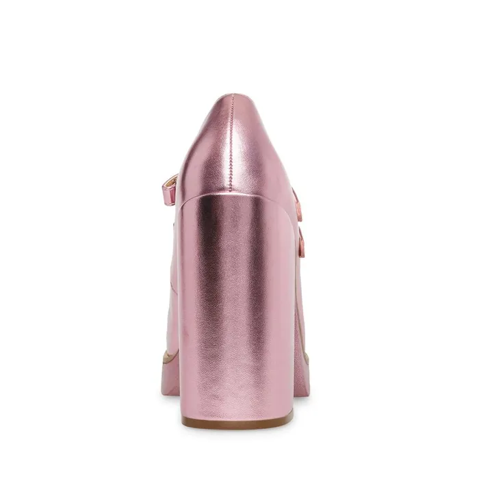 Steve Madden Twice Pink Metallic Womens Heels