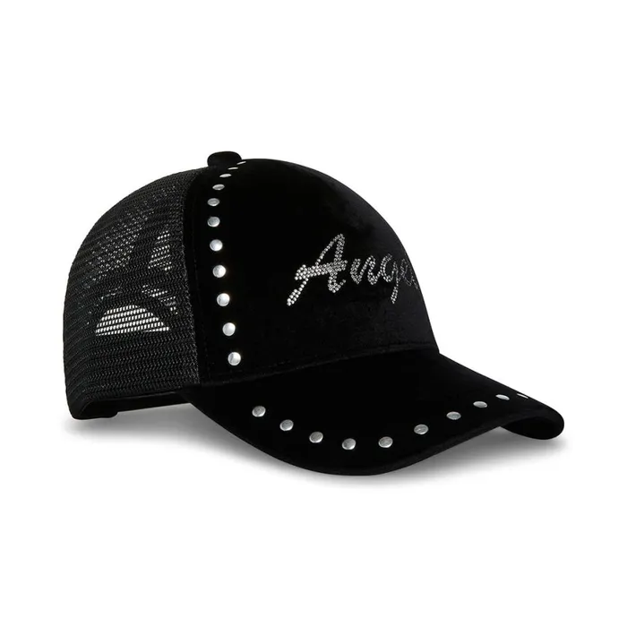 Steve Madden Velvet Angel Trucker Hat Black Womens Hats Scarves and Gloves Steve Madden Velvet Angel Trucker Hat Black Womens Hats Scarves and Gloves