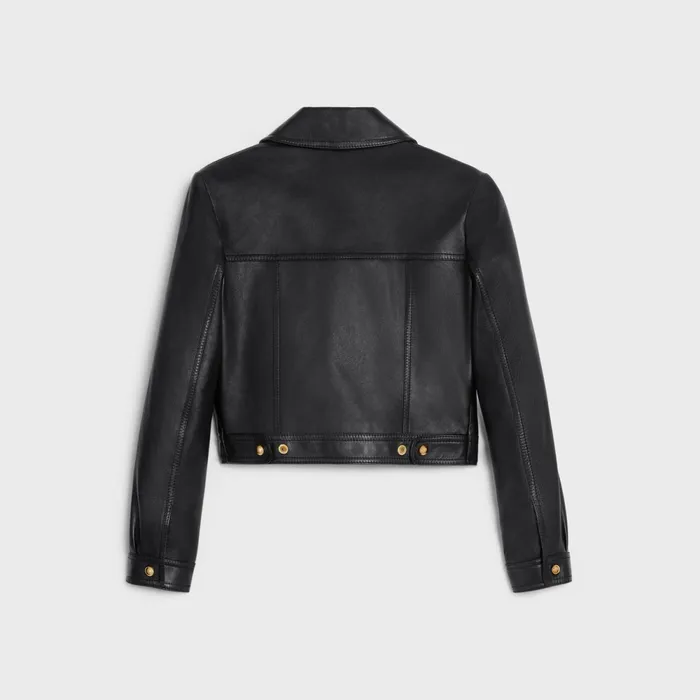 StraightCut Neo Blouson Jacket In Soft Lambskin Black Women CELINE LEATHER AND SHEARLING