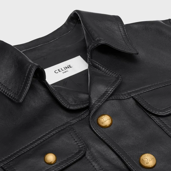 StraightCut Neo Blouson Jacket In Soft Lambskin Black Women CELINE LEATHER AND SHEARLING