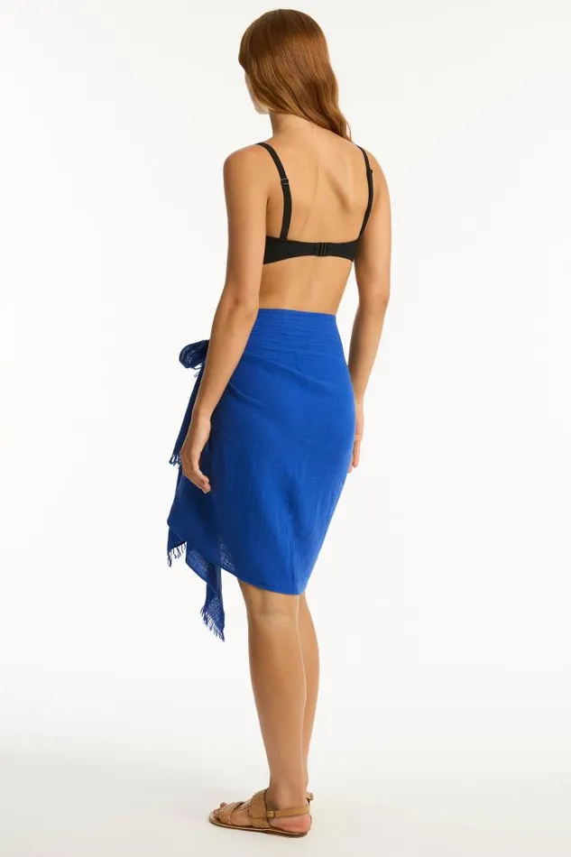 Sunset Frayed Sarong Sunset Blue Women Sea Level Overswim