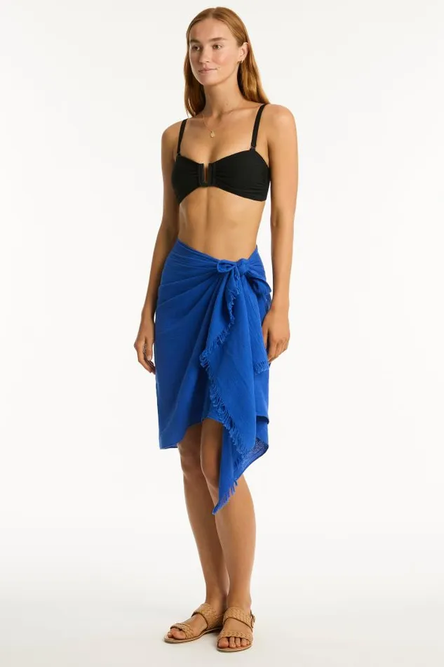 Sunset Frayed Sarong Sunset Blue Women Sea Level Overswim