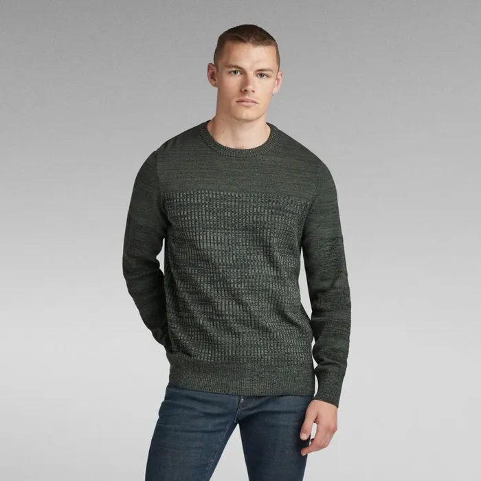 Sweaters Men GStar RAW 3D Biker Knitted Sweater Shadowgraphite