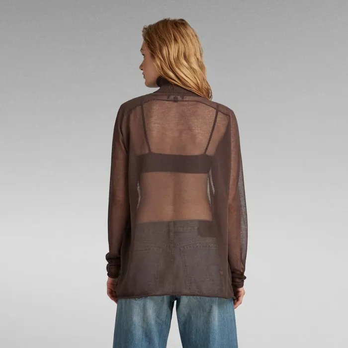 Sweaters Women GStar RAW Sheer Loose Turtle Knitted Sweater Chocolat
