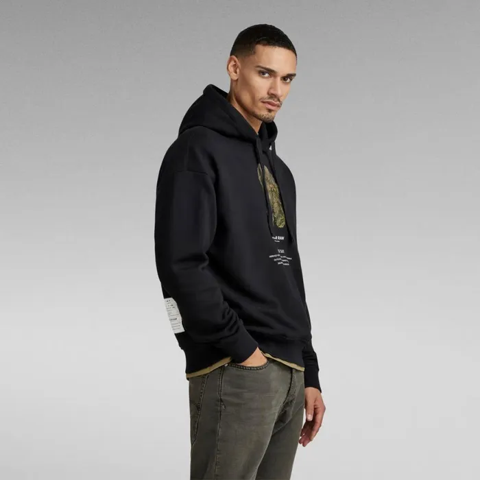 Sweatshirts and Hoodies Men GStar RAW Archive Hooded Loose Sweater Dk Black Ghillie Suit