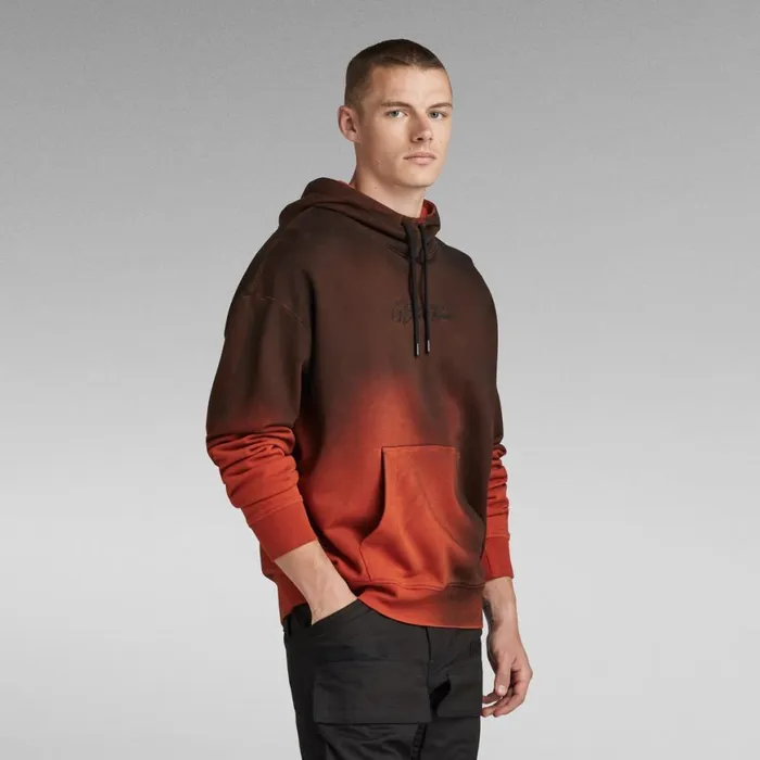 Sweatshirts and Hoodies Men GStar RAW Hand Sprayed Hooded Loose Sweater Rooibos Tea Sprayed